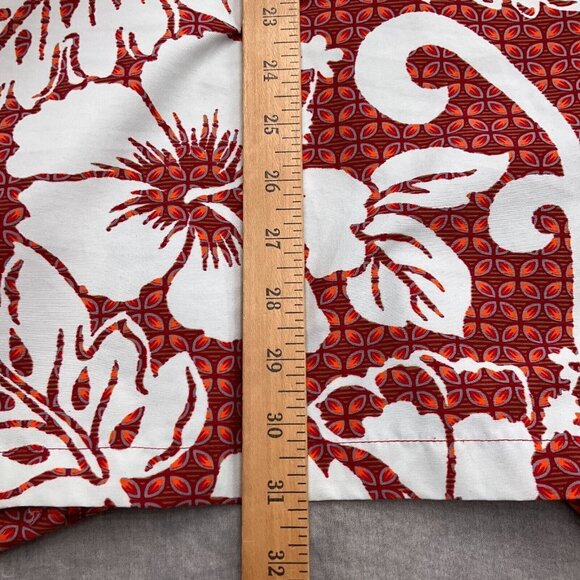 ODO Shirt‎ Men XLarge Red White Floral Tropical Hibiscus Aloha Casual VTG - Picture 7 of 9